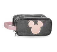 Joumma Disney Mickey Studs Federmäppchen mit 3 Fächern, Schwarz, 22 x 10 x 9 cm, Polyester, Schwarz, Dreifaches Federmäppchen