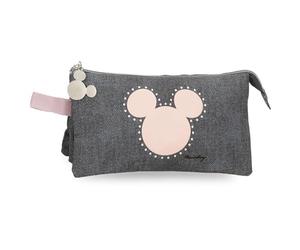 Disney Joumma Bags, Mickey Studs, Federmäppchen für die Schule, Kulturbeutel für Kinder, aus Polyester., Schwarz, Dreifaches Federmäpp