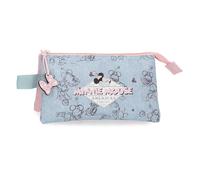 Disney Joumma Bags Minnie American Darling Federmäppchen, Umhängetaschen, blau und rosa, Perfekt zum Organisieren und Tragen von Bleistiften und Stiften, mehrere Fächer.