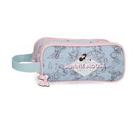 Disney Joumma Bags Minnie American Darling Federmäppchen, Umhängetaschen, blau und rosa, Perfekt zum Organisieren und Tragen von Bleistiften und Stiften, mehrere Fächer.