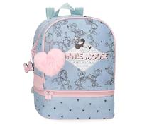 Disney Joumma Bags Minnie American Darling Kinderrucksack, blau und rosa, Aus Polyester, Verstellbare Schultergurte für bequemes Tragen, Mehrere Fächer, Mit rosa Pompon-Schlüsselanhänger