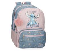 Disney Joumma Bags Stitch You Are Magical Rucksäcke, Schultaschen, Kinderrucksäcke, inklusive dekorativem Bommel, Verschiedene Fächer, blau, Doppelrucksack
