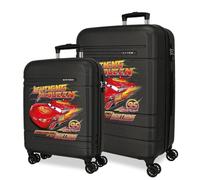 Joumma Disney Lightning McQueen Kofferset, Schwarz, 48 x 68 x 27 cm, starr, ABS, Zahlenschloss, TSA 111L, 6,5 kg, 4 Doppelräder, ausziehbar, Handgepäck