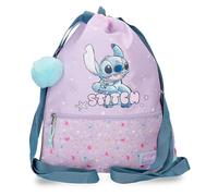 Disney Joumma Lovely Stitch Schulrucksack für Kinder, aus Polyester, breite und verstellbare Träger, die sich anpassen, Fronttasche., dunkelviolett, Rucksack