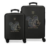 Disney Joumma Mickey-Outline Kabinenkoffer aus ABS, einem robusten und leichten Material, Vier multidirektionale Doppelrollen, seitlicher Zahlenschloss von Joumma Bags, Schwarz, Koffer-Set