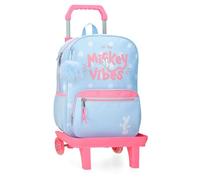 Joumma Disney Micky Vibes Schulrucksack mit Trolley, blau, 30 x 38 x 12 cm, Polyester, 13,68 l, blau, Talla única, Schulrucksack mit Trolley