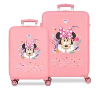 Disney Joumma Minnie Happy to Be Me Pink Kofferset 55/65 cm Starrer ABS-Seitenkombinationsverschluss 91L 5.6kg Handgepäck mit 4 Doppelrädern