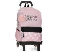 Joumma Disney Minnie Heads Rucksack mit doppeltem Fach mit Wagen 39,6 cm (15,6 Zoll), Rosa, 31 x 44 x 15 cm, Polyester, 24,68 l, Rosa, Talla única, Rucksack mit Doppelfach und Trolley