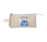 Disney Joumma Stitch Cuddle Me Happy, dreifaches Federmäppchen, Beige, 22 x 12 x 5 cm, Polyester, Beige, Talla única, Dreifachmäppchen