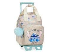 Disney Joumma Stitch Cuddle Me Happy Vorschulrucksack mit Trolley, Beige, 23 x 28 x 10 cm, Polyester, Beige, Talla única, Vorschulrucksack mit Trolley