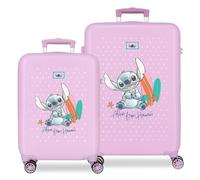 Disney Joumma Stitch from Hawaii Lilac Gepäckset 46x65x23 cm Starrer ABS-Seitenkombinationsverschluss 91L 5.6kg 4 Doppelräder Handgepäck