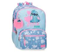 Disney Joumma Stitch Hearts Schulrucksack mit zwei Fächern 15.6 "Blau 32x44x17 cm Polyester 23.94L