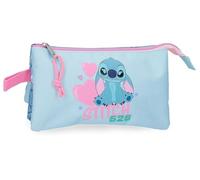 Disney Joumma Stitch Hearts Triple Etui, 22 x 12 x 5 cm, Polyester, Blau