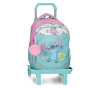Disney Joumma Stitch Little Destruction Schulrucksack mit Zwei Fächern und Kutsche 15.6 "Zoll Türkisgrün 28x42x14 cm PVC 16.46L