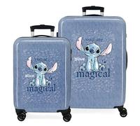 Joumma Disney Stitch You Are Magical Kofferset, Blau, 55/65 cm, starr, 6 kg, seitlicher Kombinationsverschluss, ABS, 6 kg, 91 l, Handgepäck, blau, Talla única, Koffer-Set