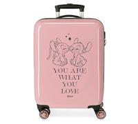 Joumma Disney Stitch You Love Kabinenkoffer, Rosa, 38 x 55 x 20 cm, starr, ABS, seitlicher Kombinationsverschluss, 34 l, 2 kg, 4 Räder, Gepäck, Hand, Rosa, Kabinenkoffer