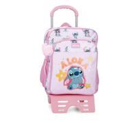 Disney Joumma Stitch You & Me Schulrucksack mit zwei Fächern und malvenfarbenem Trolley, 30 x 40 x 13 cm, Polyester 15.6L