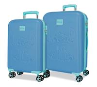 Joumma Disney Kofferset mit Stitch, Blau, 55/60 cm, starr, 6,26 kg, TSA-ABS, 6,26 kg, 100,64 l, Handgepäck, blau, Talla única, Koffer-Set