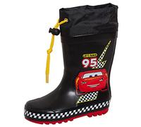 Disney Jungen Cars Tie Top Gummistiefel Kinder Lightning McQueen Gummistiefel, Schwarz , 22 EU