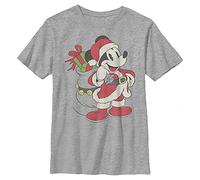Disney Jungen Klassischer Mickey Nur der Weihnachtsmann Mickey T-Shirt, Athletisch Heather, XS
