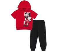 Disney Junior-Kapuzen-T-Shirt und Fleece-Jogginghose, Outfit-Set für Kleinkinder roße Kinder, Größen (12 Monate - 14-16), Rot / Schwarz, Mickey Mouse, 2 Jahre