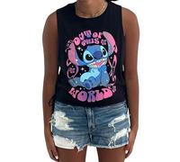 Disney Junior's Lilo and Stitch Crop Top Tank T-Shirt mit seitlichem Bindeband, Junioren, Damengrößen XS-3XL, Schwarz, 3X-Groß