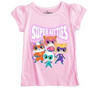 Disney Juniors Super Kitties Mädchen-T-Shirt, kurzärmelig, Ginny, Sparks, Bitsy, Buddy, Hellrosa (01), 4-5