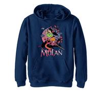 Disney Kids Princesses Mulan Warrior 2 Youth Pullover Hoodie, Navy Blue Heather, Large