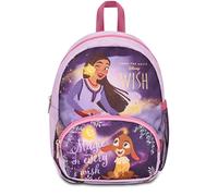 Disney Kindergartenrucksack klein, WISH, lila - Seitentaschen für Trinkflasche, Fronttasche, Kindergartenrucksack für Mädchen - Schulrucksack für Kinder - Prinzessinnen Disney, mehrfarbig,