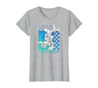 Disney Kingdom Hearts Sora Donald Goofy Kanji Checkerboard T-Shirt, Damen, Grau Meliert, XL