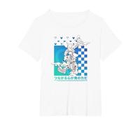 Disney Kingdom Hearts Sora Donald Goofy Kanji Checkerboard T-Shirt, Damen Große Größen, Weiß, 4X