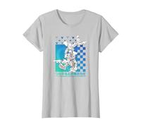 Disney Kingdom Hearts Sora Donald Goofy Kanji Checkerboard T-Shirt, Damen, Silber, L