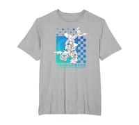 Disney Kingdom Hearts Sora Donald Goofy Kanji Checkerboard T-Shirt, Herren Große Größen, Grau Meliert, 4X Tall
