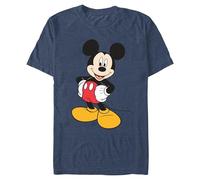 Disney Klassisches Mickey Mouse Herren-T-Shirt, volle Größe, Grafik, kurzärmelig, Marineblau, meliert, L