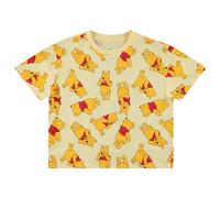 Disney Klassisches Puuh-Shirt für Damen, Vintage-Stil, Winnie Puuh, Winnie, I-Aah, Ferkel, Allover-Skimmer-T-Shirt, Hellgelb, Mittel