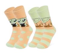 Disney Damen Socken, 2er Set Kuschelsocken Damen Flauschig mit ABS Mickey Minnie Baby Yoda Stitch (Mehrfarbig Baby Yoda)