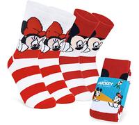 Disney Kuschelsocken Damen Teenager, 2er Pack Größe 35-41, Weich Flauschige Rutschfeste Haussocken, Warme Geschenke für Frauen (Rot Minnie/Mickey)