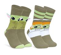 Disney Damen Socken, 2er Set Kuschelsocken Damen Flauschig mit ABS Mickey Minnie Baby Yoda Stitch (Grau Mandalorian)