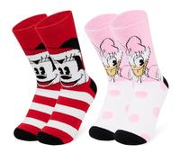 Disney Kuschelsocken Damen Teenager, 2er Pack Größe 35-41, Weich Flauschige Rutschfeste Haussocken, Warme Geschenke für Frauen (Mehrfarbig Mickey/Daisy)