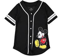 Disney Ladies Mickey Mouse Fashion Shirt - Ladies Classic Mickey Mouse Clothing Mickey Mouse Baseball Jersey Tee (Black Baseball, X-Large)