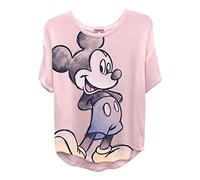 Disney Ladies Mickey Mouse Fashion Shirt - Ladies Classic Mickey Mouse Clothing Mickey Mouse Big Character Tee (Blush, Medium)