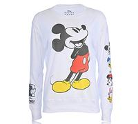 Disney Ladies Mickey Mouse Fashion Shirt Mickey Mouse Long Sleeve with Sleeve Print Tee (White, Medium)