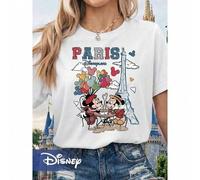 Disney Lady Retro Mickey T-Shirt - Pariser Thema im Vintage-Stil, klassische lässige Passform, geeignet für den täglichen Gebrauch und Themen-Outfits,