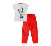 Disney Langer Damen-Pyjama-Set aus Baumwolle, Minnie Mouse, Rot / Grau, rot, 20-22