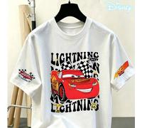 Disney Lightning McQueen 95 Racing Kurzarm-T-Shirt mit Doppelärmel-Druck, das klassische Cartoon-Elemente von Racing Movie enthält, kombiniert mit Vin