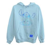 Disney Lilo and Stitch Damen Kapuzenpullover Klassisch Lilo und Stitch mit Aluminiumfolie Hellblau, Hellblaues Blatt, 46