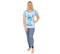 Disney Lilo and Stitch Damen-Schlafanzug, lang, Hellblau, blau, 8-10