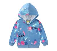 Disney Lilo and Stitch Mädchen Kapuzenpullover mit durchgehendem Reißverschluss für große Kinder, Blau, 8