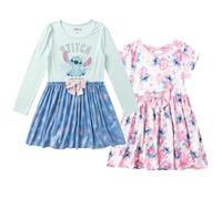 Disney Lilo and Stitch Mädchenkleider für Kleinkinder und große Kinder, 2er-Pack, Rosa/Blau, Blau, 10