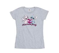 Disney - "Lilo And Stitch Ohana Heart With Angel" T-Shirt für Damen (Grau) S